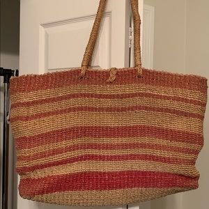 FINAL PRICE! Vintage OVERSIZED Authentic Hand Woven Jute Sisal Tote Bag, Woven